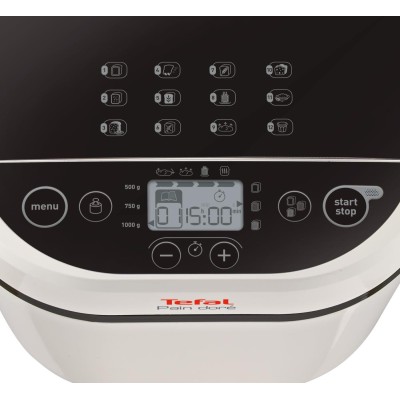 Хлебопечка Tefal PainDore 720Вт, программ-12, макс.вес -1кг, форма-прямоугольник, пластик, черно-белый (PF210138)