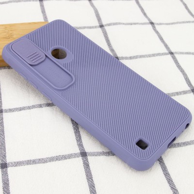 Чехол Camshield TPU со шторкой защищающей камеру для TECNO POP 4 Pro Серый / Lavender Gray