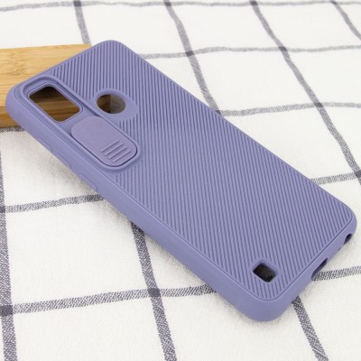 Чехол Camshield TPU со шторкой защищающей камеру для TECNO POP 4 Pro Серый / Lavender Gray
