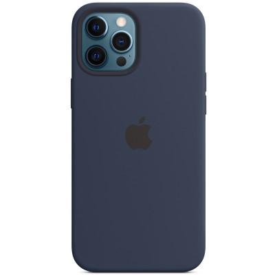 Чехол Silicone case (AAA) full with Magsafe для Apple iPhone 12 Pro Max (6.7") Синий / Deep navy