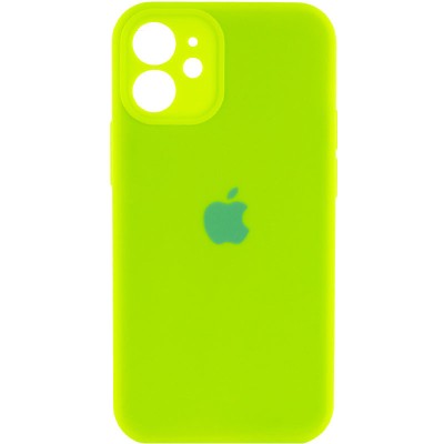 Чехол Silicone Case Full Camera Protective (AA) для Apple iPhone 12 mini (5.4") Салатовый / Neon green