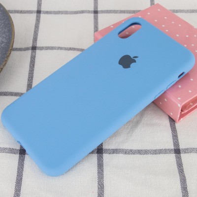 Чехол Silicone Case Full Protective (AA) для Apple iPhone XS Max (6.5") Голубой / Cornflower