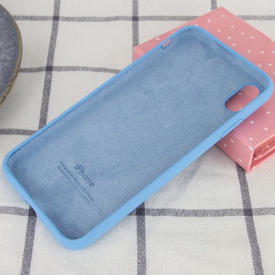 Чехол Silicone Case Full Protective (AA) для Apple iPhone XS Max (6.5") Голубой / Cornflower