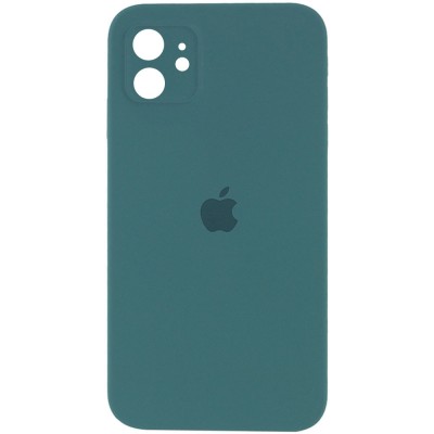 Чехол Silicone Case Square Full Camera Protective (AA) для Apple iPhone 11 (6.1") Зеленый / Pine green