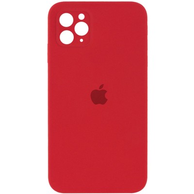 Чехол Silicone Case Square Full Camera Protective (AA) для Apple iPhone 11 Pro Max (6.5") Красный / Camellia Чехол Silicone Case Square Full Camera Protective (AA) для Apple iPhone 11 Pro Max (6.5") Красный / Camellia
