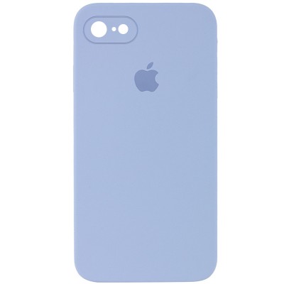 Чехол Silicone Case Square Full Camera Protective (AA) для Apple iPhone 7 / 8 / SE (2020) (4.7") Голубой / Mist blue