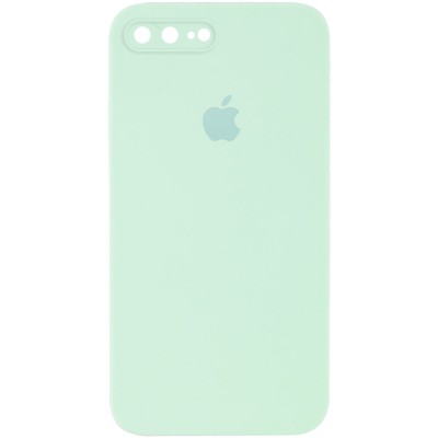 Чехол Silicone Case Square Full Camera Protective (AA) для Apple iPhone 7 plus / 8 plus (5.5") Бирюзовый / Light Turquoise