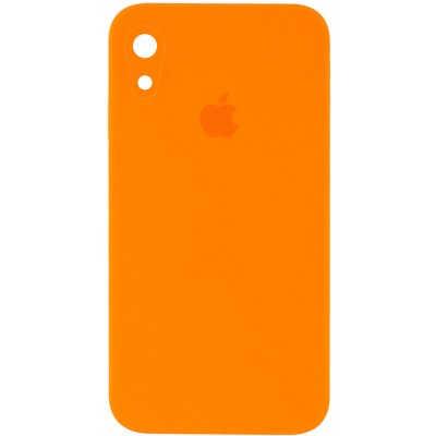 Чехол Silicone Case Square Full Camera Protective (AA) для Apple iPhone XR (6.1") Оранжевый / Bright Orange