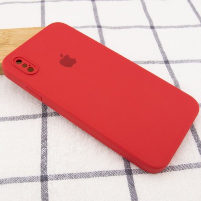 Чехол Silicone Case Square Full Camera Protective (AA) для Apple iPhone XS (5.8") Красный / Camellia Чехол Silicone Case Square Full Camera Protective (AA) для Apple iPhone XS (5.8") Красный / Camellia