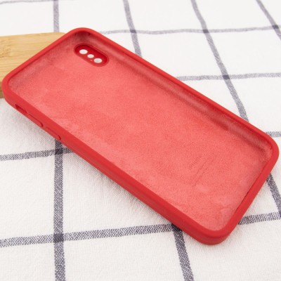 Чехол Silicone Case Square Full Camera Protective (AA) для Apple iPhone XS (5.8") Красный / Camellia Чехол Silicone Case Square Full Camera Protective (AA) для Apple iPhone XS (5.8") Красный / Camellia