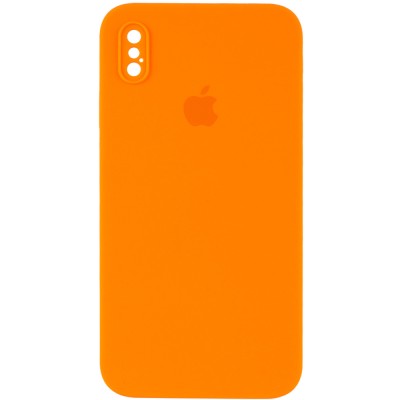 Чехол Silicone Case Square Full Camera Protective (AA) для Apple iPhone XS (5.8") Оранжевый / Bright Orange