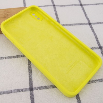 Чехол Silicone Case Square Full Camera Protective (AA) для Apple iPhone XS / X (5.8") Желтый / Bright Yellow