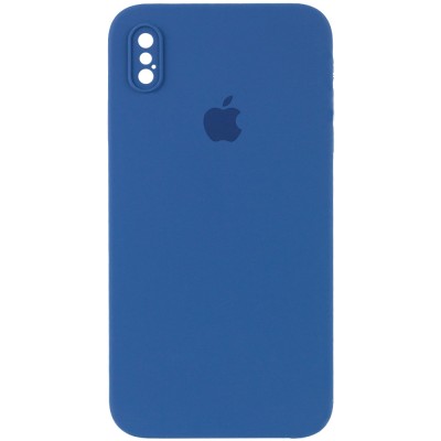 Чехол Silicone Case Square Full Camera Protective (AA) для Apple iPhone XS / X (5.8") Синий / Navy blue Чехол Silicone Case Square Full Camera Protective (AA) для Apple iPhone XS / X (5.8") Синий / Navy blue