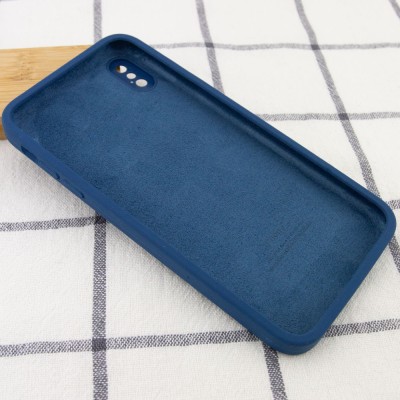 Чехол Silicone Case Square Full Camera Protective (AA) для Apple iPhone XS / X (5.8") Синий / Navy blue Чехол Silicone Case Square Full Camera Protective (AA) для Apple iPhone XS / X (5.8") Синий / Navy blue