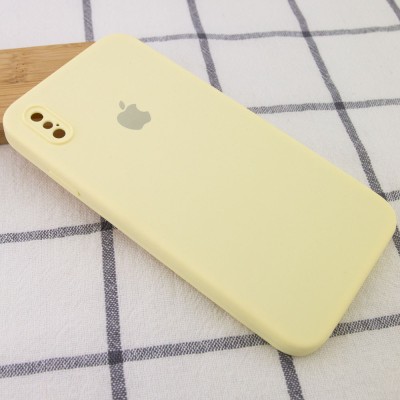 Чехол Silicone Case Square Full Camera Protective (AA) для Apple iPhone XS Max (6.5") Желтый / Mellow Yellow