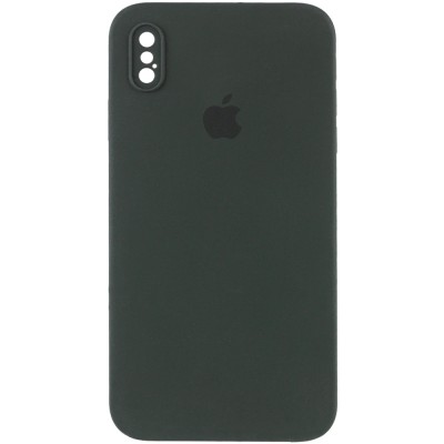 Чехол Silicone Case Square Full Camera Protective (AA) для Apple iPhone XS Max (6.5") Зеленый / Black Green