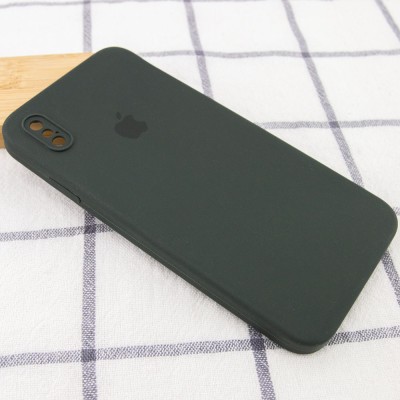 Чехол Silicone Case Square Full Camera Protective (AA) для Apple iPhone XS Max (6.5") Зеленый / Black Green