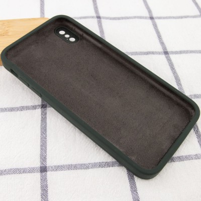 Чехол Silicone Case Square Full Camera Protective (AA) для Apple iPhone XS Max (6.5") Зеленый / Black Green