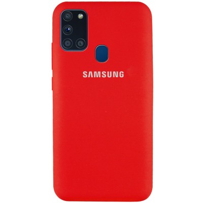 Чехол Silicone Cover Full Protective (AA) для Samsung Galaxy A21s Красный / Red