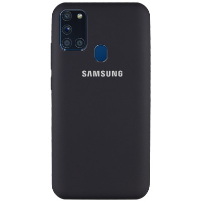 Чехол Silicone Cover Full Protective (AA) для Samsung Galaxy A21s Черный / Black