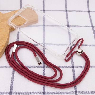 Чехол TPU Crossbody Transparent для Apple iPhone 12 mini (5.4") Красно-Коричневый