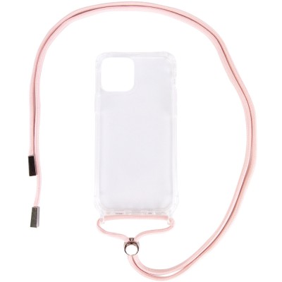 Чехол TPU Crossbody Transparent для Apple iPhone 12 mini (5.4") Пудровый