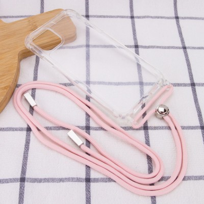 Чехол TPU Crossbody Transparent для Apple iPhone 12 mini (5.4") Пудровый