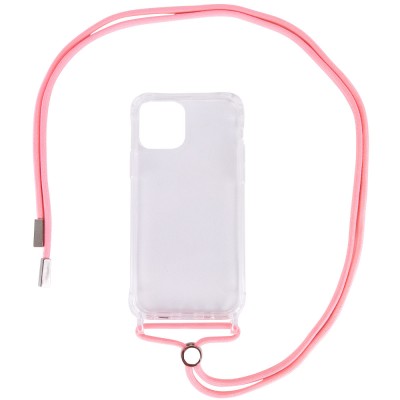 Чехол TPU Crossbody Transparent для Apple iPhone 12 mini (5.4") Розовый