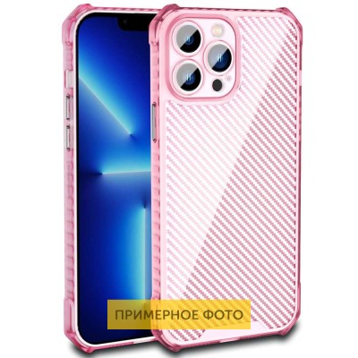 Чехол TPU Ease Carbon color series для Apple iPhone 13 (6.1") Розовый / Прозрачный
