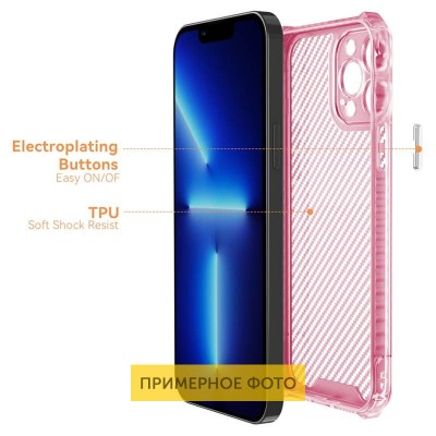 Чехол TPU Ease Carbon color series для Apple iPhone 13 (6.1") Розовый / Прозрачный