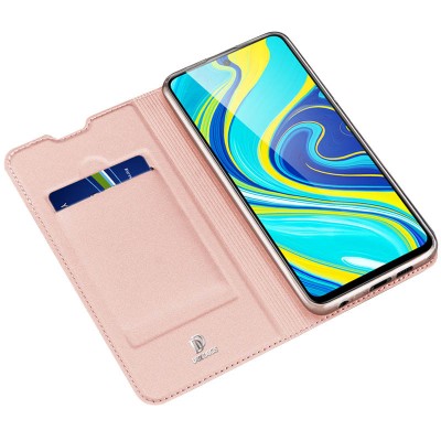 Чехол-книжка Dux Ducis с карманом для визиток для Xiaomi Redmi Note 9 / Redmi 10X Rose Gold