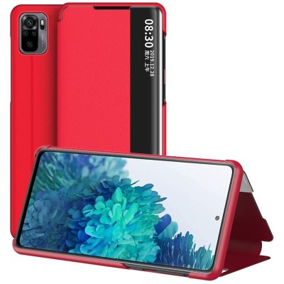 Чехол-книжка Smart View Cover для Xiaomi Redmi Note 10 / Note 10s Красный