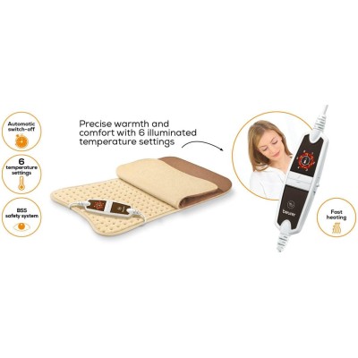 Купити Электрогрелка Beurer, 34х47см, 100Вт, 6 режима, микроволокно, коричневый (HK_115)