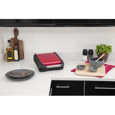 Электрогриль George Foreman 25030-56 Compact Steel Grill, 1200 Вт, Красный (25030-56GF)