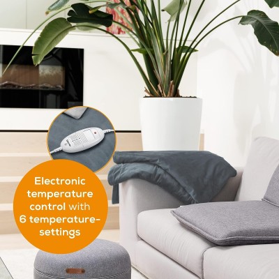 Купити Электроодеяло Beurer, 180х130см, 100Вт, 6 режима, флис, серый (HD_75_DARK_GREY)