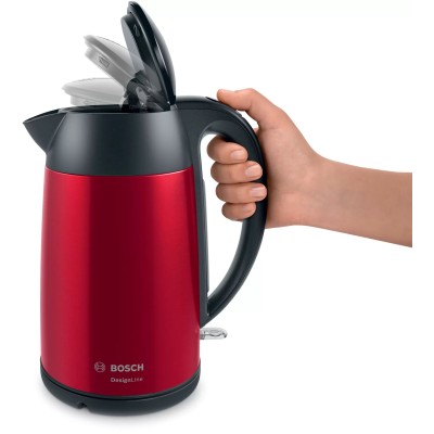 Купити Электрочайник Bosch 1.7л, металл, красно-черный (TWK3P424)