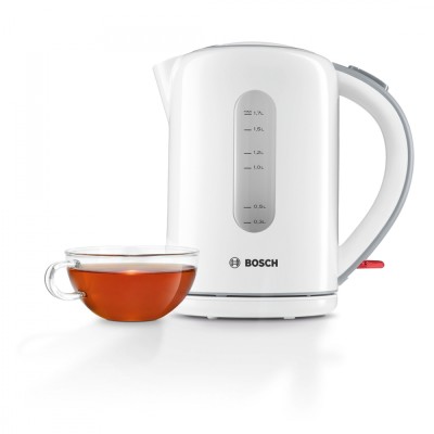 Купити Электрочайник Bosch 1.7л, пластик, серо-белый (TWK7601)