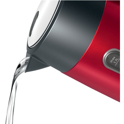 Электрочайник Bosch, 1.7л, металл, красный с серым (TWK4P434)