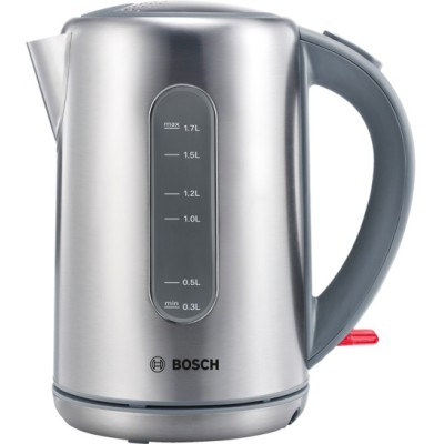 Электрочайник Bosch, 1.7л, металл, серый (TWK7901)