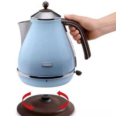 Электрочайник DeLonghi Icona Vintage, 1.7л, нержавеющая сталь, голубой (KBOV2001AZ)