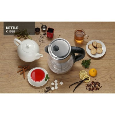 Электрочайник Gorenje 1.7л, стекло/нерж, черный (K17GE)