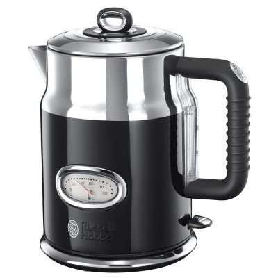 Электрочайник Russell Hobbs Retro, 1.7л, металл, черно-серебристый (21671-70)