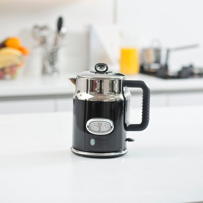 Электрочайник Russell Hobbs Retro, 1.7л, металл, черно-серебристый (21671-70)
