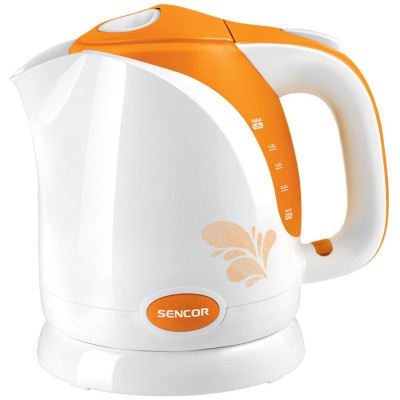 Электрочайник Sencor Series 1500, 1,5л, Strix, пластик, глянец, бело-оранжевый (SWK1503OR)
