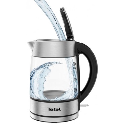 Электрочайник Tefal Glass Kettle 1.7л, стекло, с подсветкой, серебристо-черный (KI772D38)