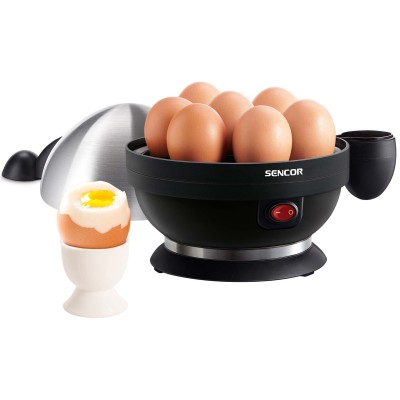 Яйцеварка Sencor, 380Вт, механическое управл., 3 режима готовки, на 7 яиц, нержав.сталь, платик, чорний (SEG720BS)