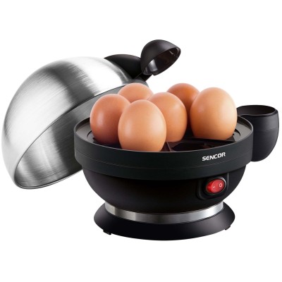 Яйцеварка Sencor, 380Вт, механическое управл., 3 режима готовки, на 7 яиц, нержав.сталь, платик, чорний (SEG720BS)