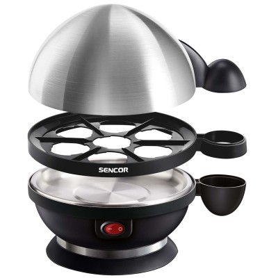 Яйцеварка Sencor, 380Вт, механическое управл., 3 режима готовки, на 7 яиц, нержав.сталь, платик, чорний (SEG720BS)
