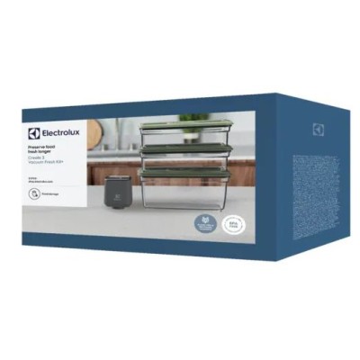 Вакууматор Electrolux для многоразовых пакетов/контейнеров, 4Вт, механическое управл., +3 контейнера, пластик, серый (EVFK1+)