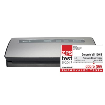 Вакуумный упаковщик GORENJE, электронное управление, 120 Вт., ф-ция запаивания и вакуумиров (VS120E)
